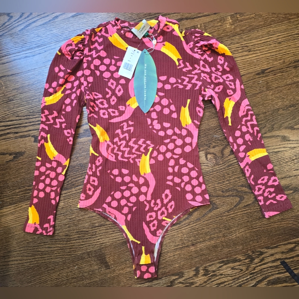 NWT FARM RIO Toucanissimo Long Sleeve Stretch Cotton Body Suit - Picture 3 of 7